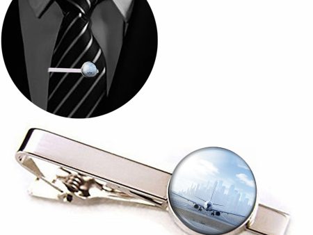 Boeing 737 & City View Behind Designed Tie Clips Fashion