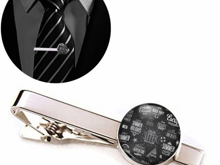 Black & White Super Travel Icons Designed Tie Clips For Sale