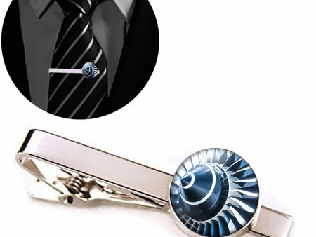 Blue Toned Super Jet Engine Blades Closeup Designed Tie Clips Discount