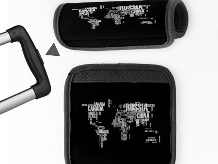 World Map (Text) Designed Neoprene Luggage Handle Covers Supply