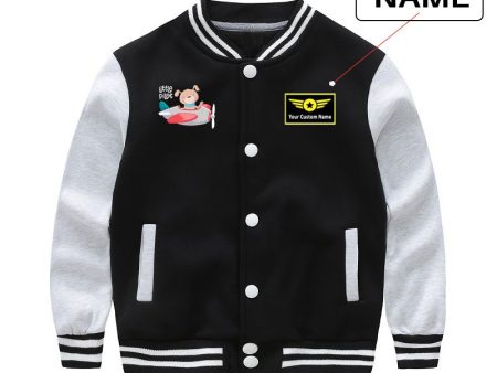 Little Pilot Designed  CHILDREN  Baseball Jackets For Discount