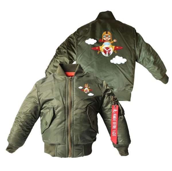 Cartoon Little Boy Operating Plane (Edition 2) Designed Children Bomber Jackets Online now