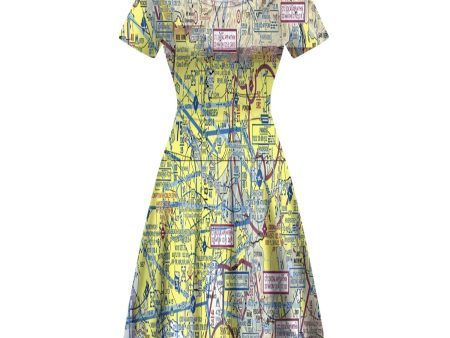 VFR Chart Designed Women Midi Dress For Sale