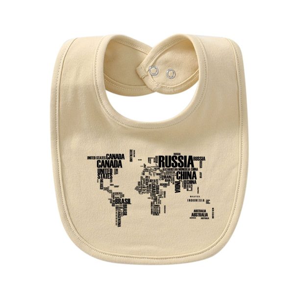 World Map (Text) Designed Baby Saliva & Feeding Towels Online