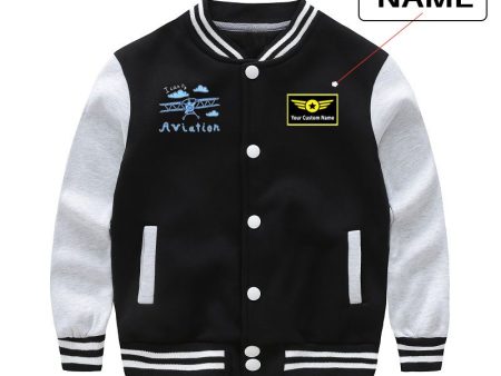 I Can Fly & Aviation Designed  CHILDREN  Baseball Jackets Supply