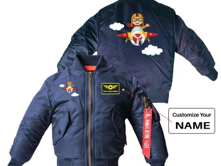 Cartoon Little Boy Operating Plane (Edition 2) Designed Children Bomber Jackets Online now