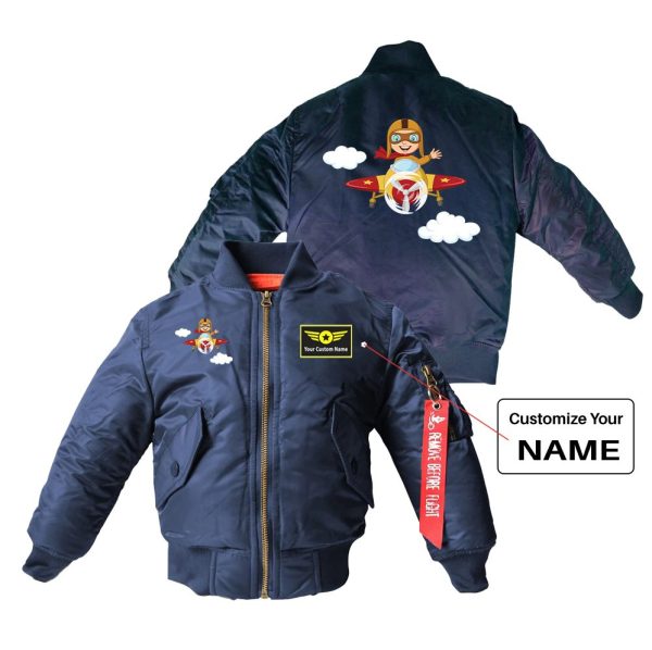 Cartoon Little Boy Operating Plane (Edition 2) Designed Children Bomber Jackets Online now