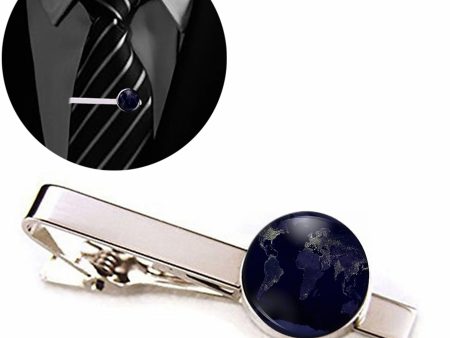 World Map From Space Designed Tie Clips Supply