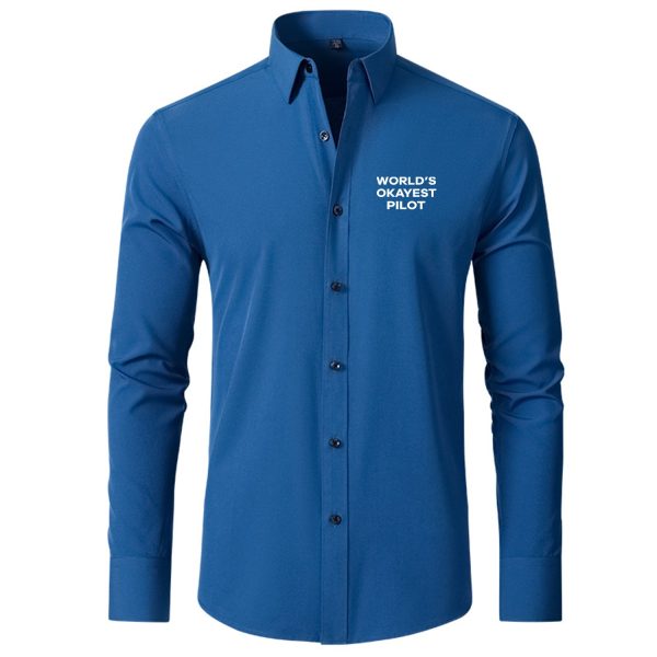 World s Okayest Pilot Designed Long Sleeve Shirts Sale