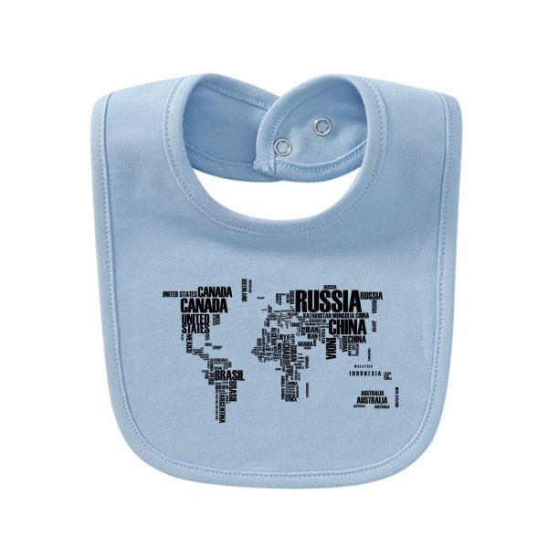 World Map (Text) Designed Baby Saliva & Feeding Towels Online