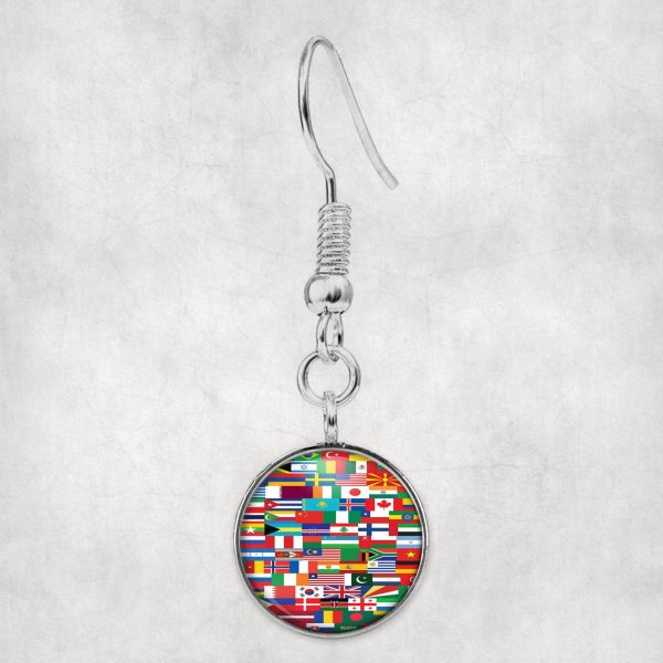 World Flags Designed Earrings For Cheap