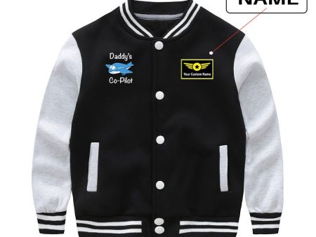 Daddy s Co-Pilot (Jet Airplane) Designed  CHILDREN  Baseball Jackets Online Sale