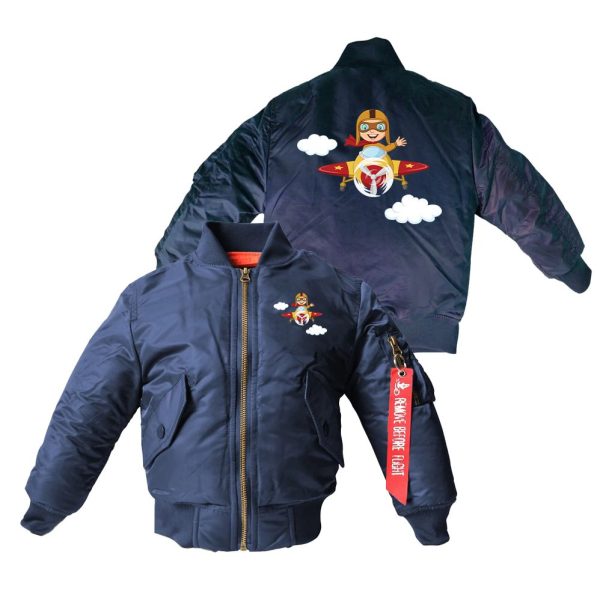 Cartoon Little Boy Operating Plane (Edition 2) Designed Children Bomber Jackets Online now