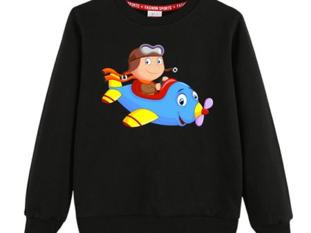 Little Boy Operating an Airplane Designed  CHILDREN  Sweatshirts on Sale