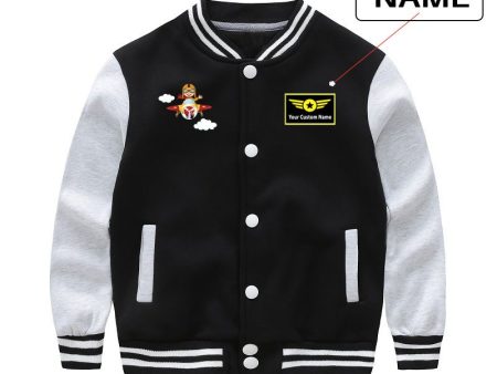 Cartoon Little Boy Operating Plane (Edition 2) Designed  CHILDREN  Baseball Jackets Supply