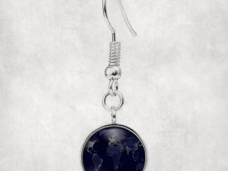 World Map From Space Designed Earrings Online Sale