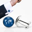 World Map (Text) Designed Cuff Links Online now