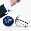 World Map (Text) Designed Cuff Links Online now