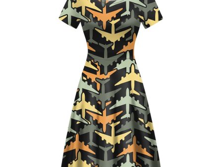 Volume 2 Super Colourful Airplanes Designed Women Midi Dress Online