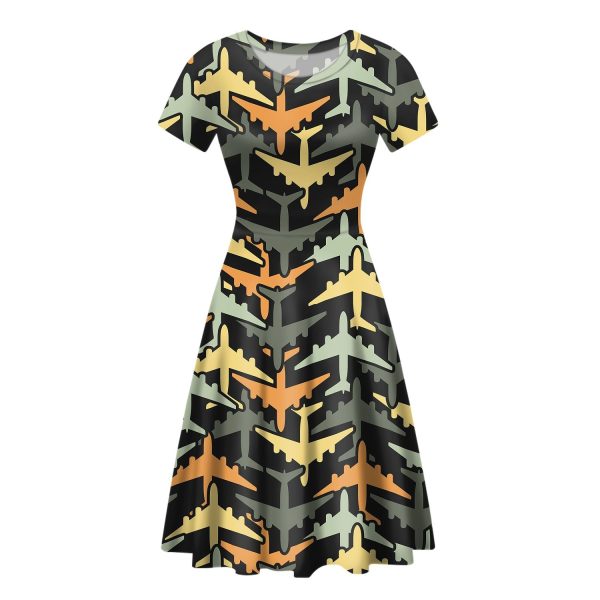 Volume 2 Super Colourful Airplanes Designed Women Midi Dress Online