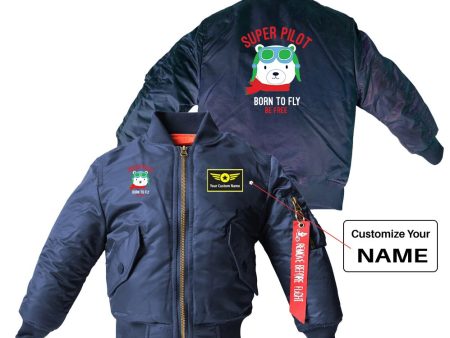 Super Pilot - Born To Fly Designed Children Bomber Jackets For Discount