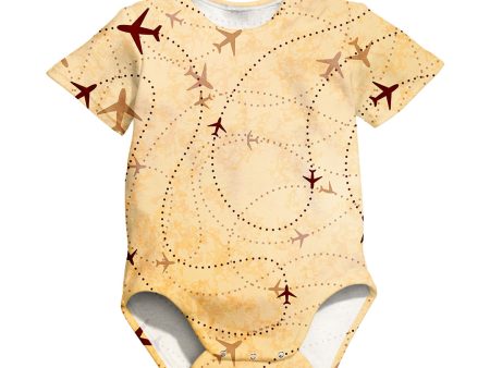 Vintage Travelling with Aircraft Designed 3D Baby Bodysuits For Sale