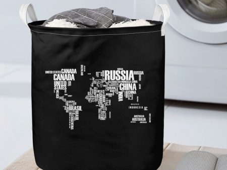 World Map (Text) Designed Laundry Baskets Supply