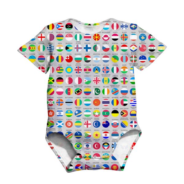 220 World s Flags Designed 3D Baby Bodysuits Online Sale